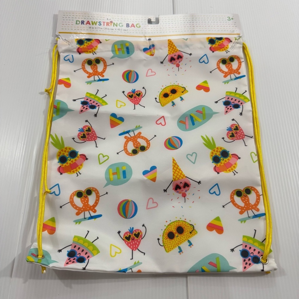 84. NWT Colorful Drawstring Bag with Fun Prints